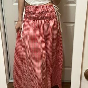 Red Gingham Maxi Skirt